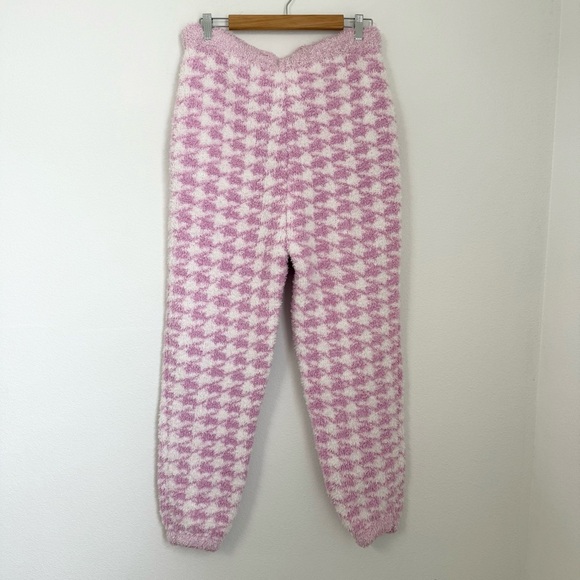 SKIMS Unisex Cozy Joggers in Petal Houndstooth Pink & White Loungewear Size L/XL - Picture 5 of 10